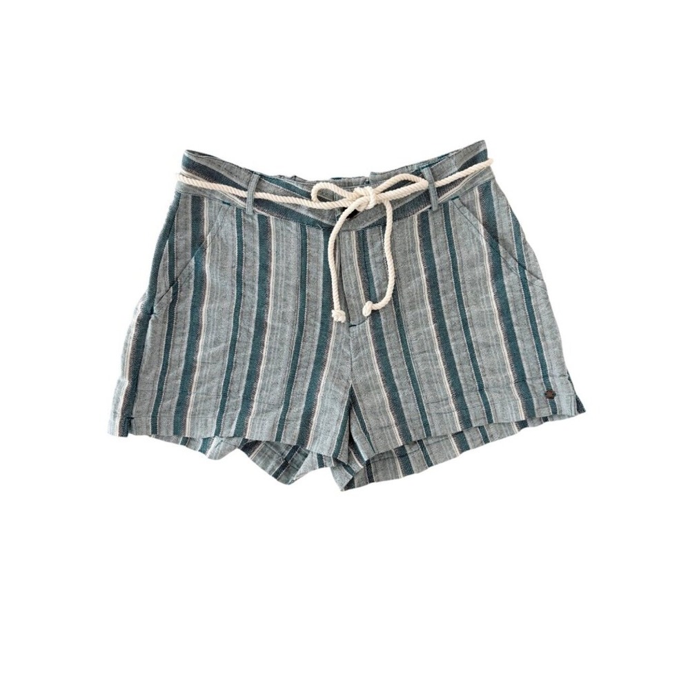NWT‎ Roxy Sailing Dream Stripe Drawstring Cotton Beach Coastal Shorts Nautical L